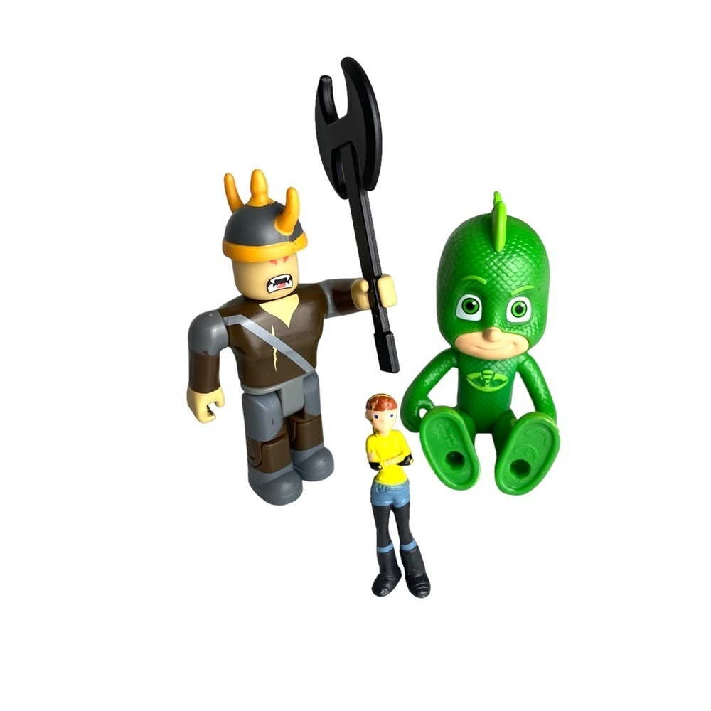 PJ Masks Gekko Roblox Viking Ninja‎ Turtle April Figures Lot Bundle of 3